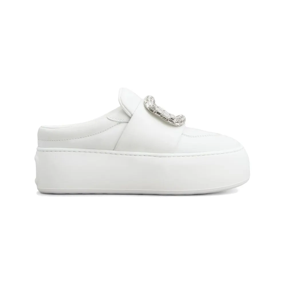 Roger Vivier Viv’ Up Mules White Crystal Buckle (RVW73941240LE9B001)