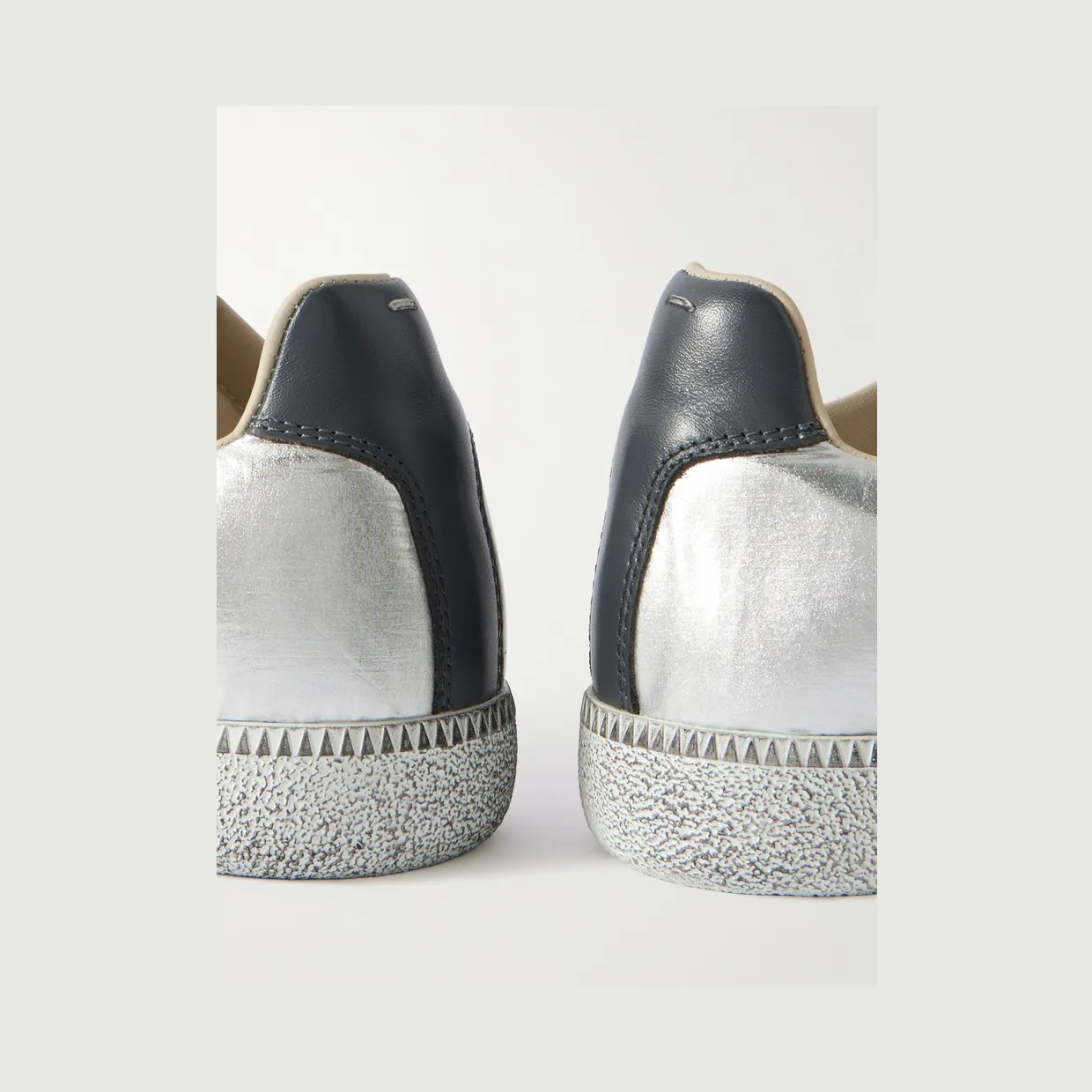 Maison Margiela Replica Leather-Trimmed Shell Sneakers Silver (S97WS0083) (5)