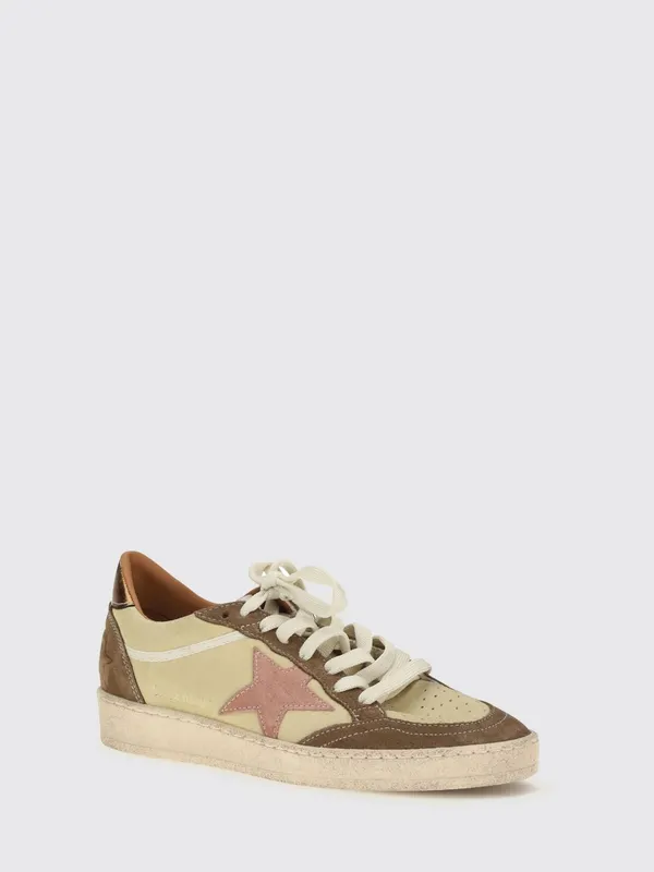 Golden goose Ball Star Low-Top Trainers in Suede Calfskin with Distressed Effect Yellow (GWF00117F00870983402)