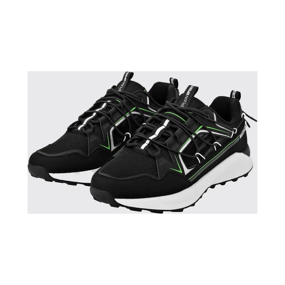 Plein Sport Striped Mesh Low-Top with Drawstring Closure and Logo Black (UADSUSC0607STE003N02)