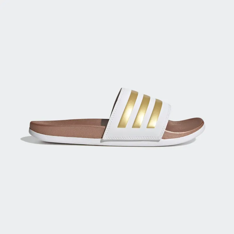 Adidas Adilette Comfort Slides Cloud White / Cloud White / Matte Gold (H03618)