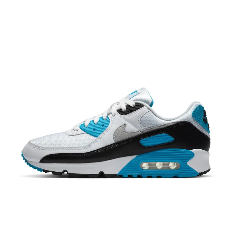 Nike Air Max 90 Laser Blue (2020) White/Black-Grey Fog-Laser Blue (CJ6779-100)