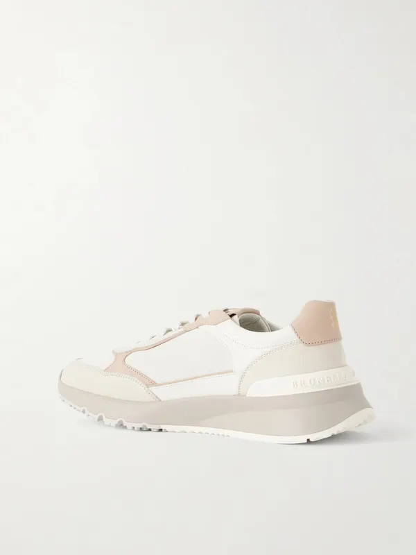 Brunello Cucinelli Leather and Suede Sneakers Beige (MZUSNEO355) (4)