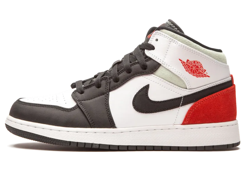 Jordan 1 Mid SE White Black Red Spruce (GS)