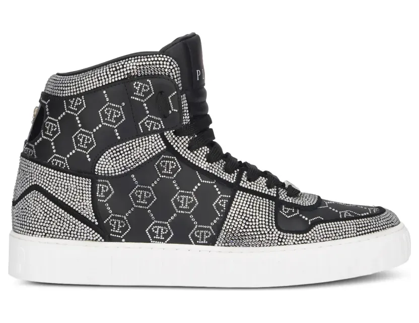 Philipp Plein Carson high-top sneakers met monogram en stras – Zwart (AAESUSC0865PLE022N)