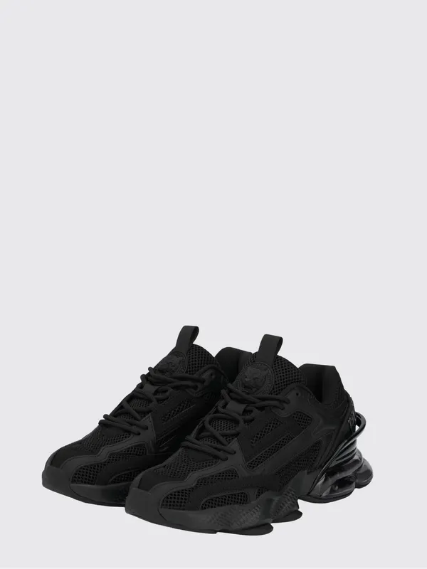 Plein Sport Runner PS Thunder Mix Low-Top Mesh Sneakers with Notched Sole Black (SAESUSC0750STE003N0202)
