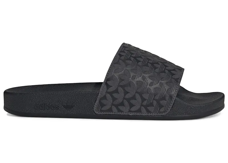 adidas Adilette Slides Black Grey Trefoil (HQ9226)