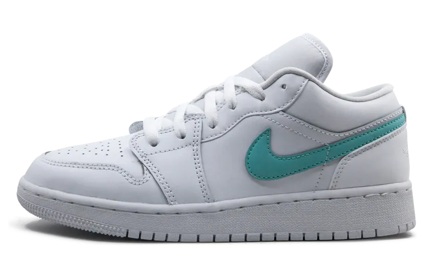 Air Jordan 1 Low’White Neon’ GS White/Multi-Color/Light Aqua (CW7035-100)