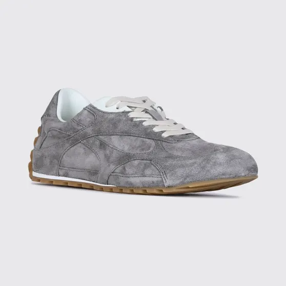 Bottega Veneta Orbit Flash Suede Sneakers with Notched Sole Grey (867941V3MS01596)