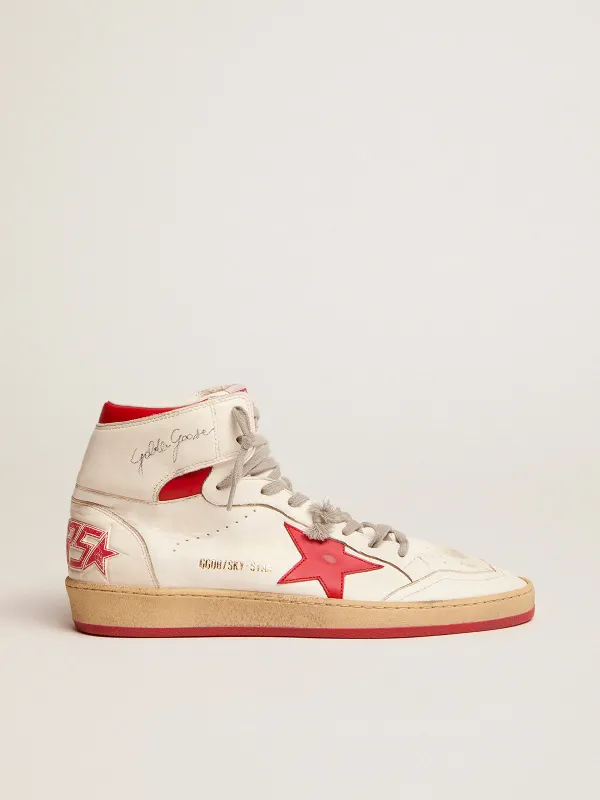 Golden Goose Sky-Star In White Nappa With Red Star And Heel Tab (GWF00230.F002190.10350)