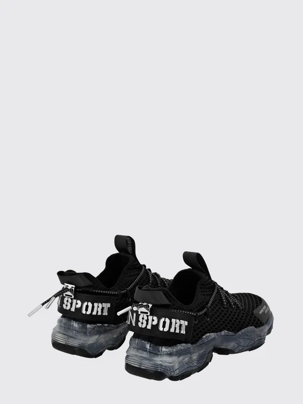 Plein Sport Hyper Sport Low-Top in Mesh with Applied Logo and Pull Tab Black (SADSUSC0522STE003N02)