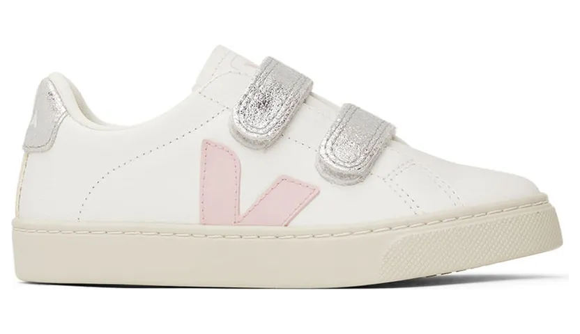 VEJA Kids White & Silver Leather Esplar Sneakers (SV0502529C)