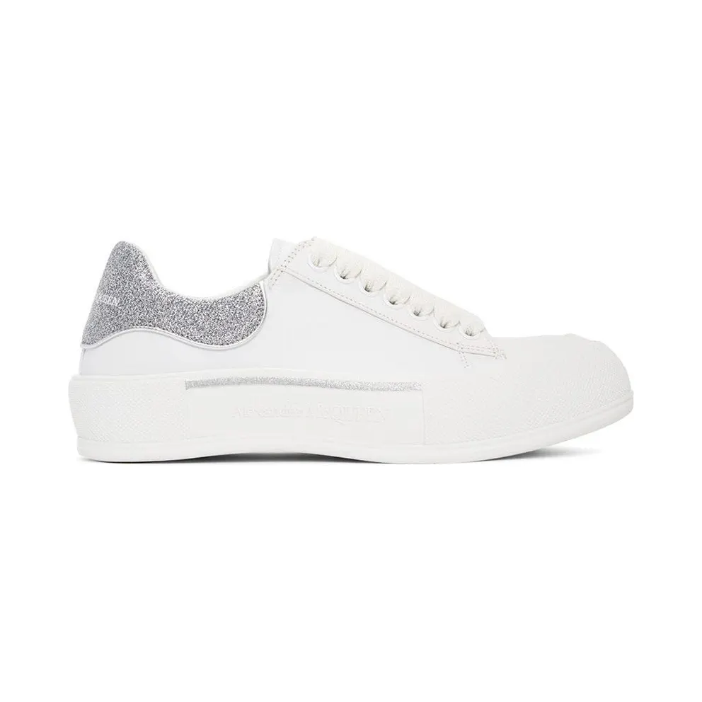 Alexander McQueen White & Silver Deck Lace-Up Plimsoll (682410WIB67)