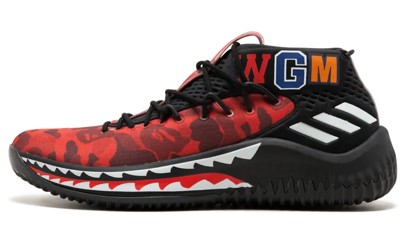 Adidas DAME4 Bape “Red Shark ABC Camo” (AP9976)
