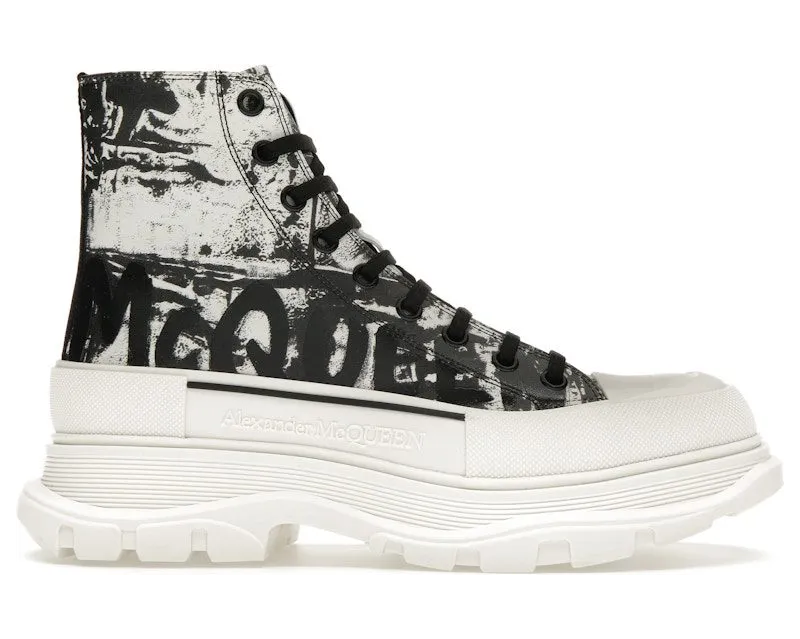 Alexander Mcqueen Graffiti Tread Slick Boot White Black (705667W4TG49356)