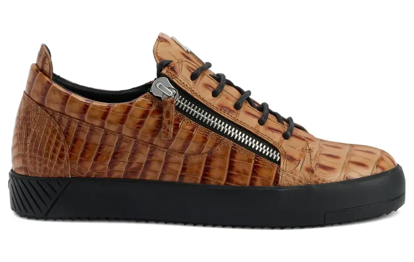 Giuseppe Zanotti Frankie sneakers met krokodillen-reliëf – Bruin (RU50029H01)