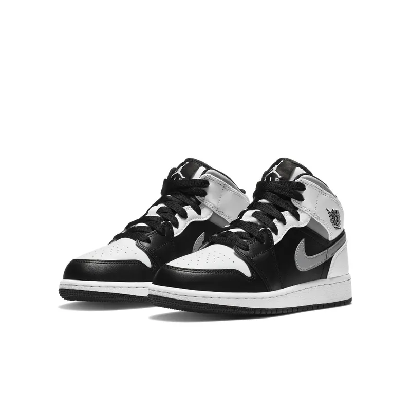 Jordan 1 Mid White Shadow (GS) Black/Medium Grey-White (554725-073)