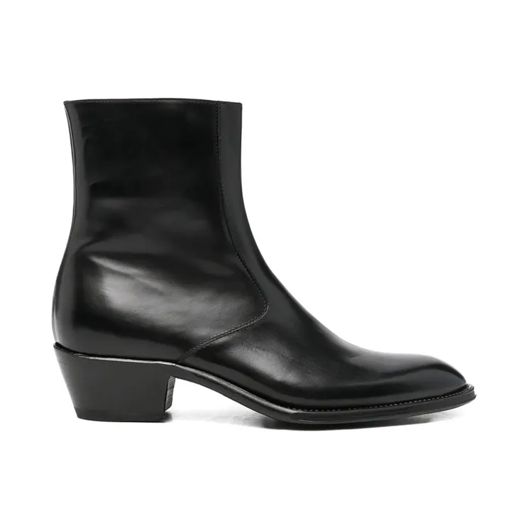 Eraldo Side-zip Leather Ankle “Black” (Germ Black) (GERMNERO)