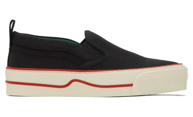 Gucci Black Gucci Tennis 1977 Tweed Slip-On Sneakers (624733 GZO60)