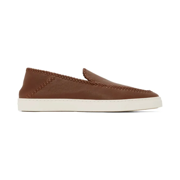 Giorgio Armani Brown Leather Washed Sneakers (X2X141 XF444)