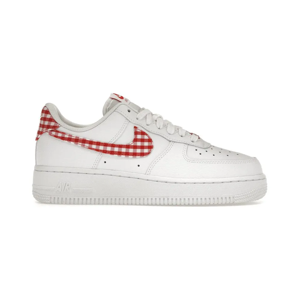 Nike Air Force 1 Low ’07 Essential White Mystic Red Gingham (DZ2784-101)