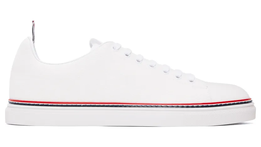 Thom Browne White Canvas Tennis Sneakers (MFD219A-01588)