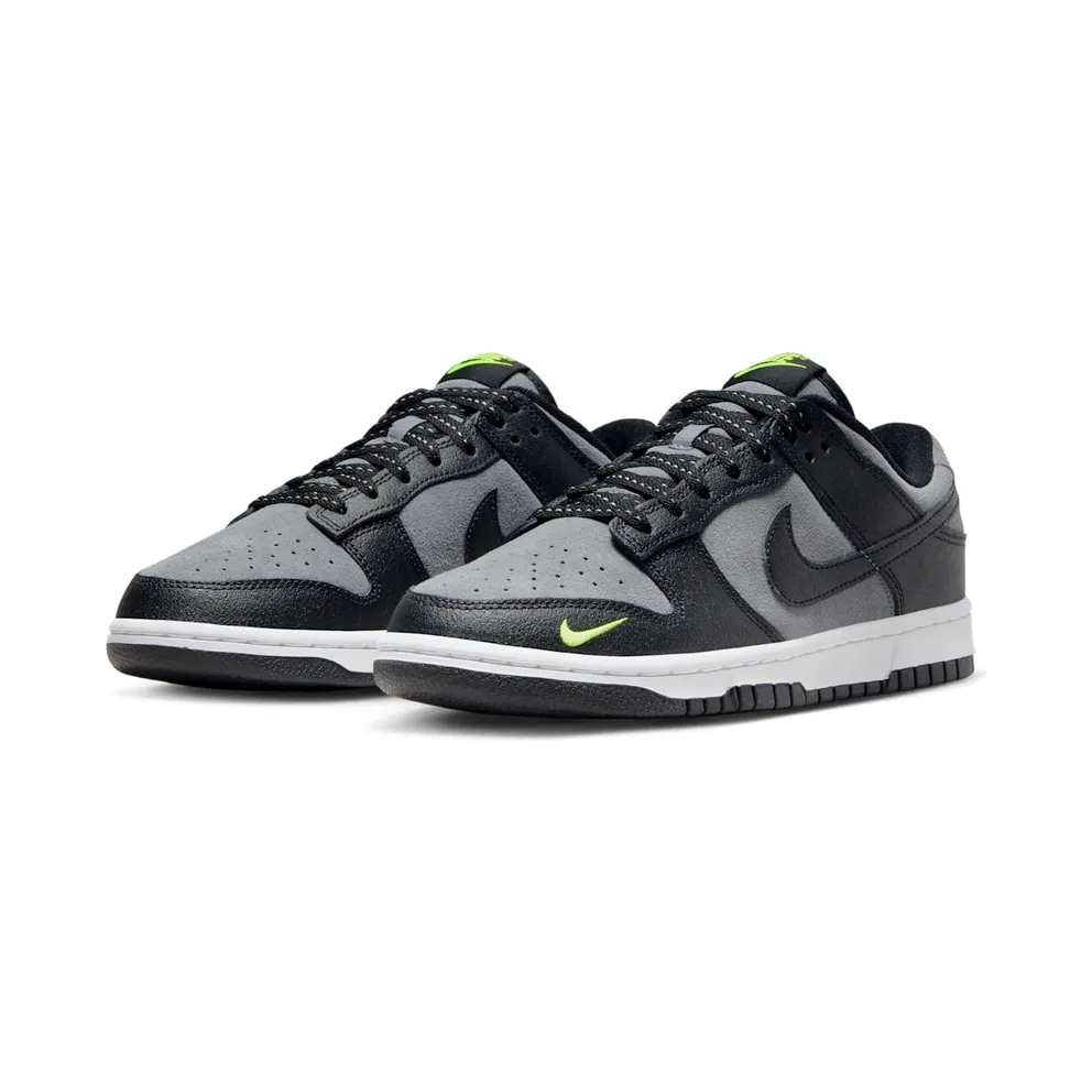 Nike Dunk Low Black Cool Grey Volt Mini Swoosh (FQ2205-001)