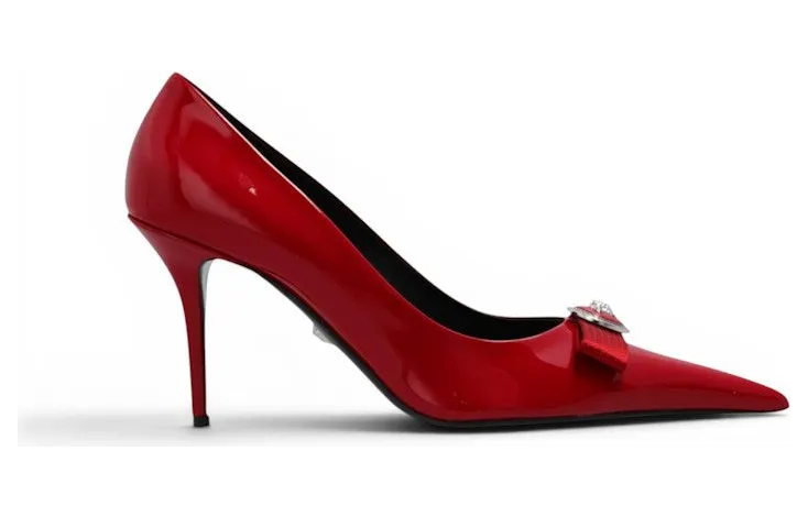 Versace 85mm Gianni Ribbon Pumps Lipstick Red (1013083 1A08983)