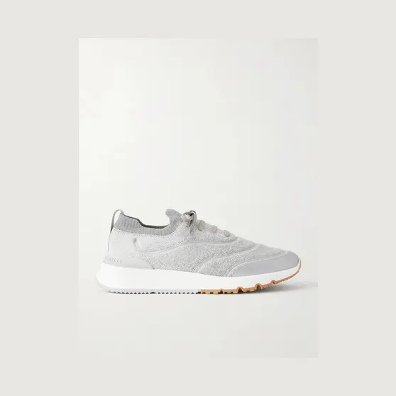 Brunello Cucinelli Stretch-Knit Sneakers Gray (MZUEHRO342)