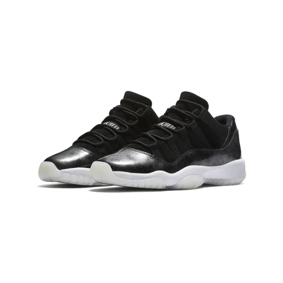 Jordan 11 Retro Low Barons (GS) Black/Metallic Silver-White (528896-010)