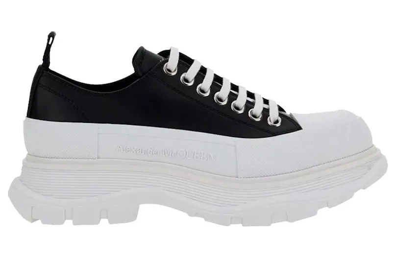 Alexander McQueen Tread Slick Low Lace Up Black Leather White (627225WHZ621071)