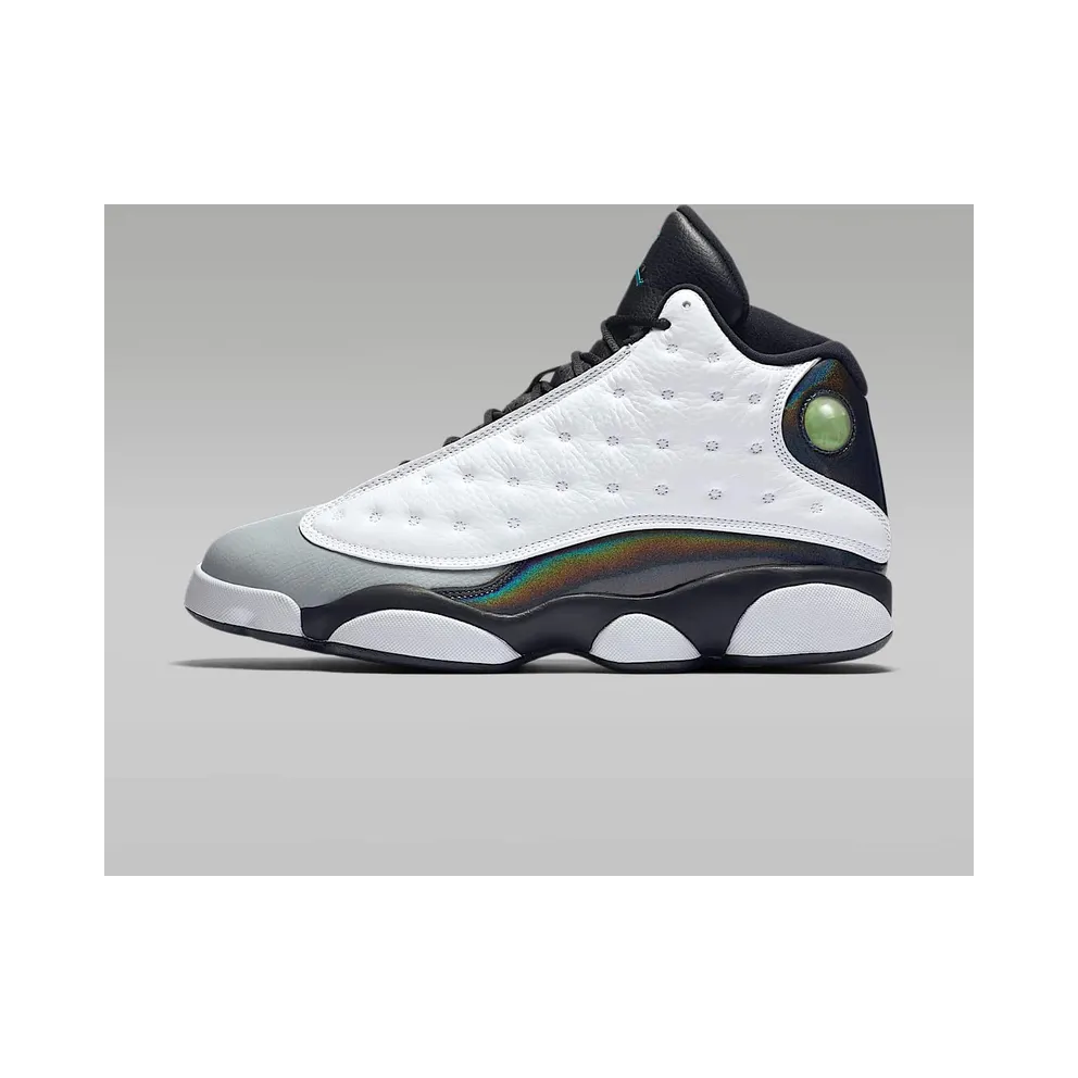 Jordan 13 Retro Barons Hologram White/Tropical Teal-Black-Wolf Grey (414571-115)