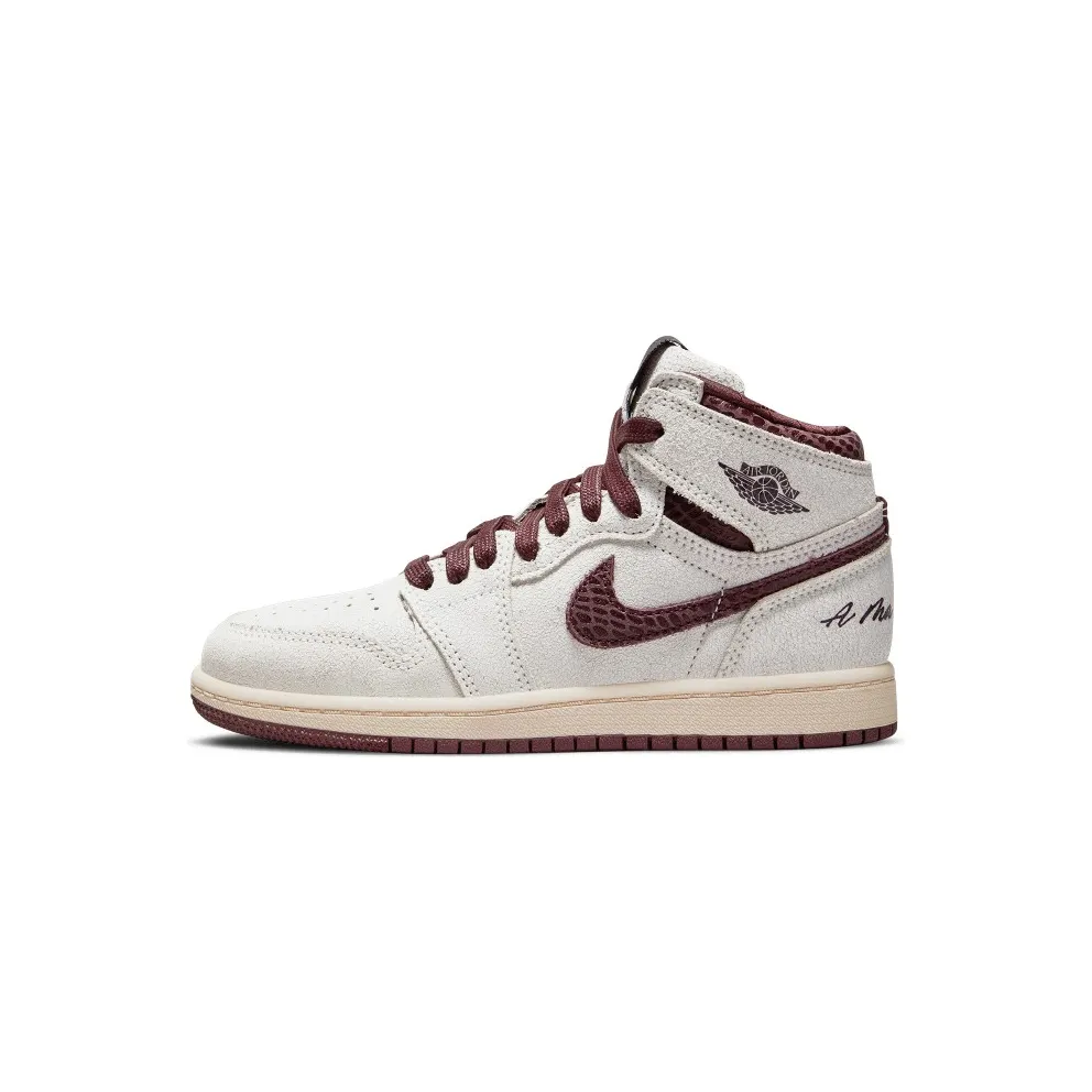 Air Jordan x Ma Maniere 1 High OG (PS) – “Sail / Burgundy Crush” (DO7099-100)