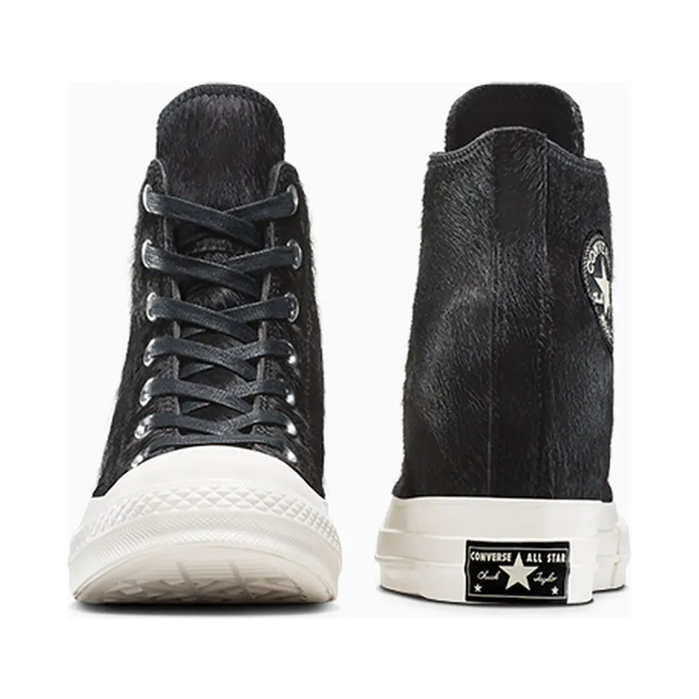 Converse Chuck 70 Wedge Platform Luxe Pony Hair Black/Black/Egret (A12561C)