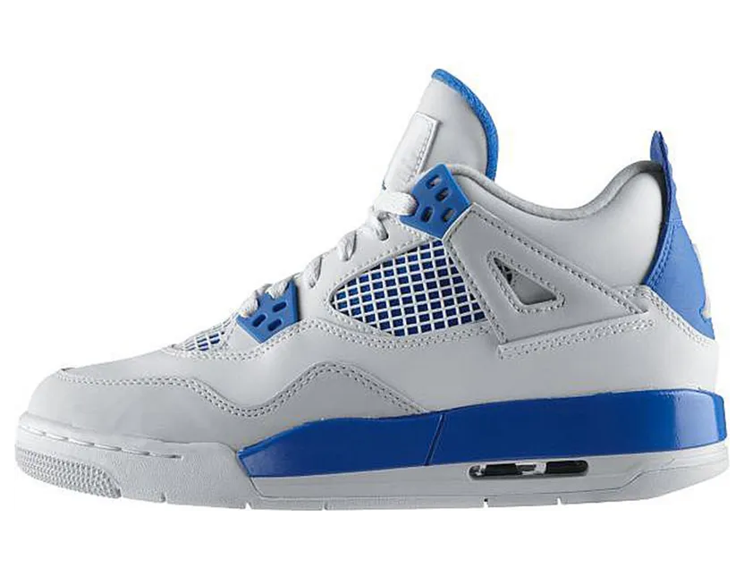 Air Jordan 4 Retro GS White Military Blue Grey (408452-105)