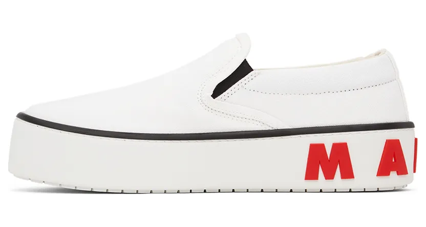 Marni White Canvas Slip-on Sneakers (SNZU009603 P3571) (3)