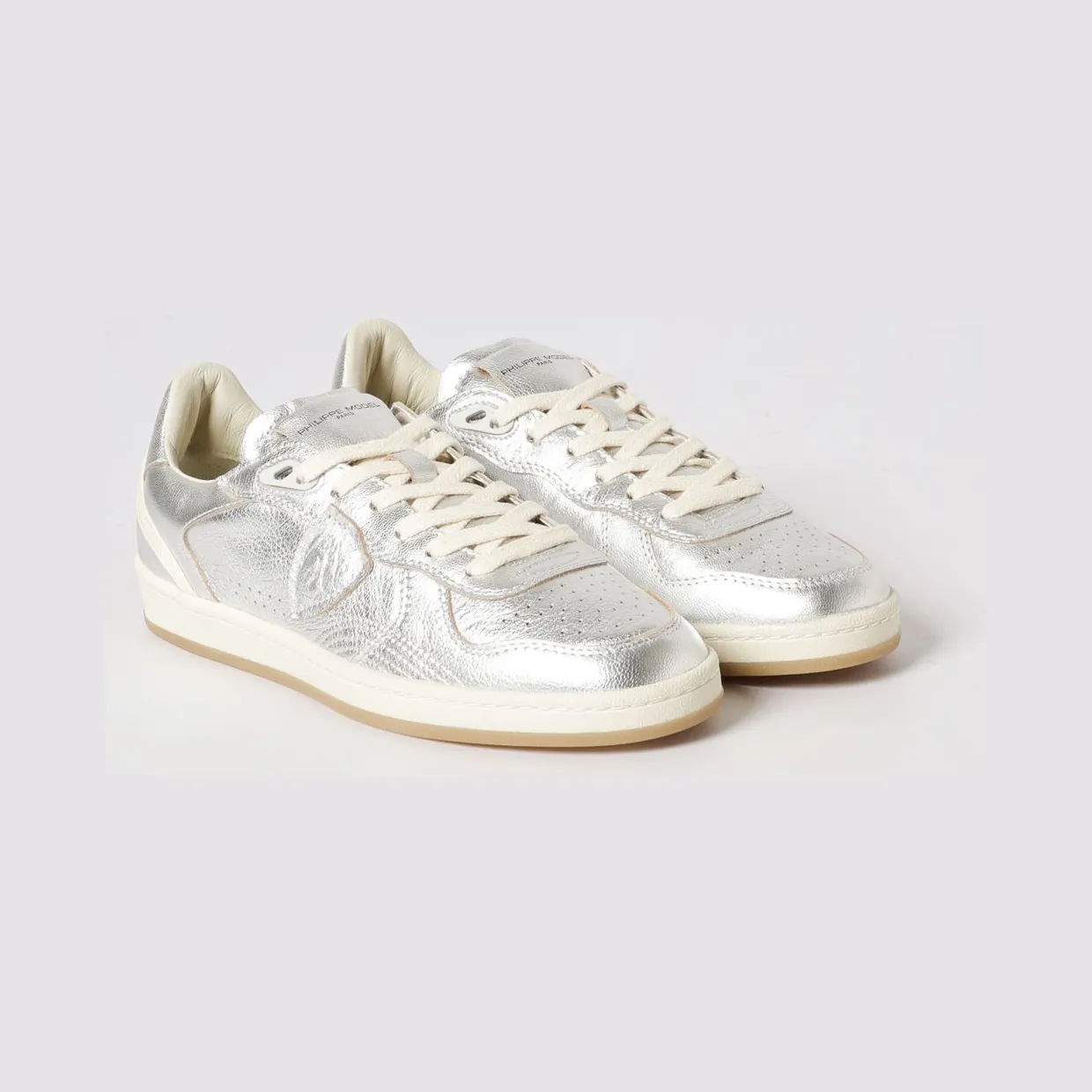 Philippe Model Pgal Laminated Leather Sneakers Silver (PGLDM002)