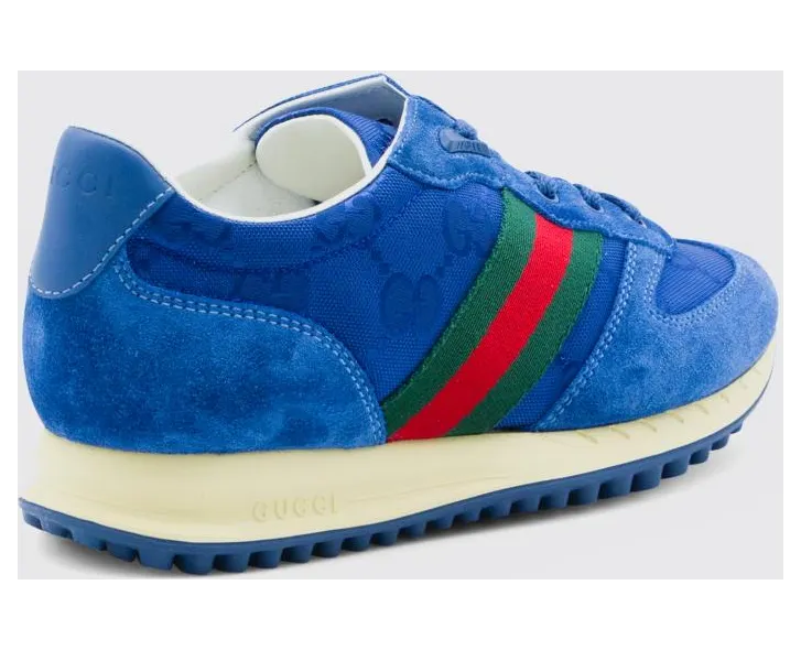 Gucci Re-Motion Sneakers in Suede and Canvas with GG Jacquard Monogram Blue (850511AAFO94241) (2)