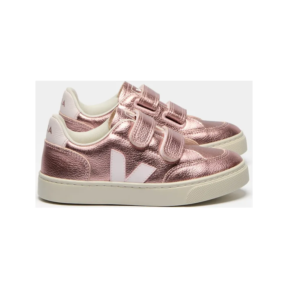 Veja V-12 Laminated Chrome-Free Leather Sneakers Pink (XV0520609)
