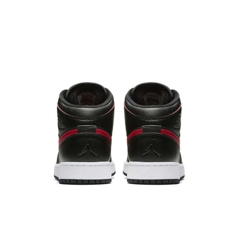 Jordan 1 Retro Mid Black Gym Red (GS) Black/Gym Red-Gym Red-White (554725-009)