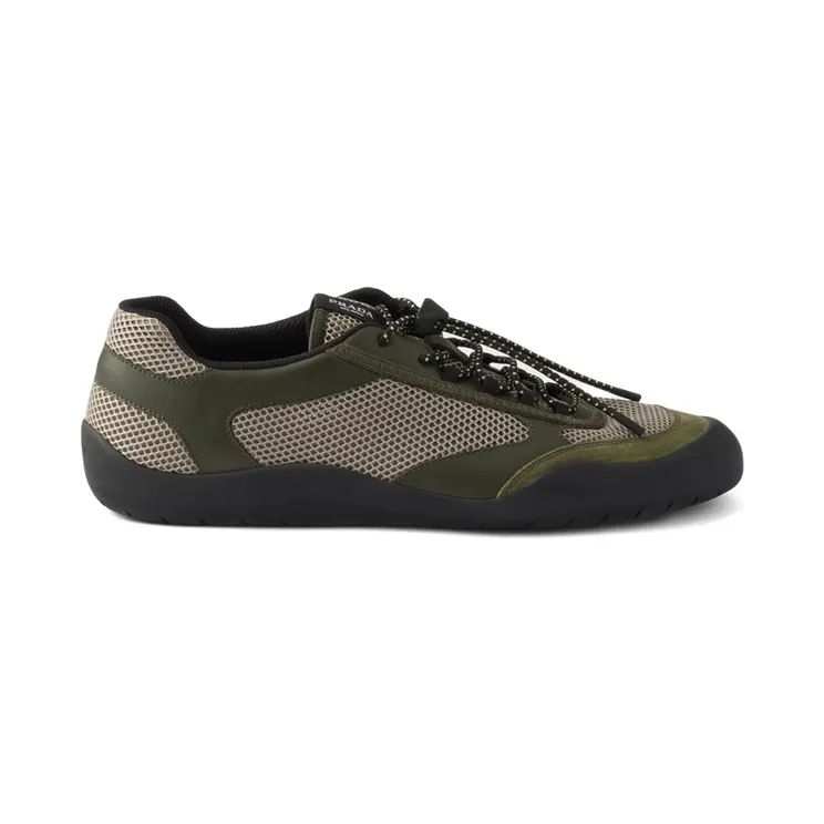 Prada Speedrock Leather and Mesh Fabric “Green/Neutrals” (2EE468 F G000 3ZM0 F0161)