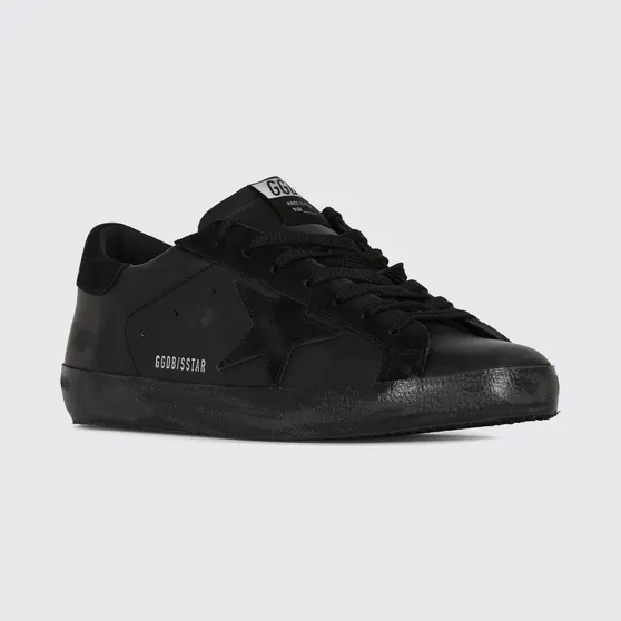 Golden goose Super-Star Trainers in Calfskin Leather with Distressed Effect Black (GMF00101F00799190100)