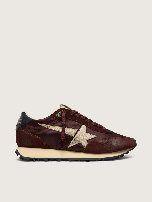 Golden Goose Marathon With Brown Satin Upper And Platinum Leather Star (GMF00683.F007841.55661)