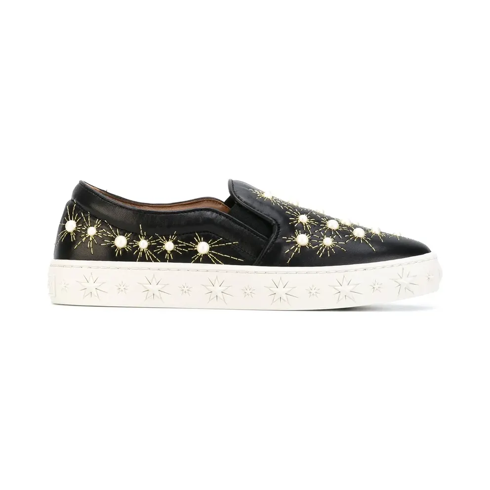 Aquazzura ‘Cosmic Pearls’ Slip-On- – Black (COSVNS01NAP000)