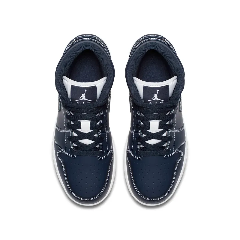 Jordan 1 Retro Mid Derek Jeter RE2PECT (GS) Obsidian/White-Gum Light Brown (554725-402)
