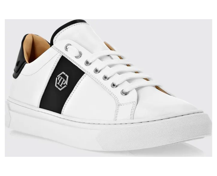 Philipp plein Hexagon Monogram Logo Smooth Leather Low-Top Sneakers White (AACSMSC3905PLE075N0102)