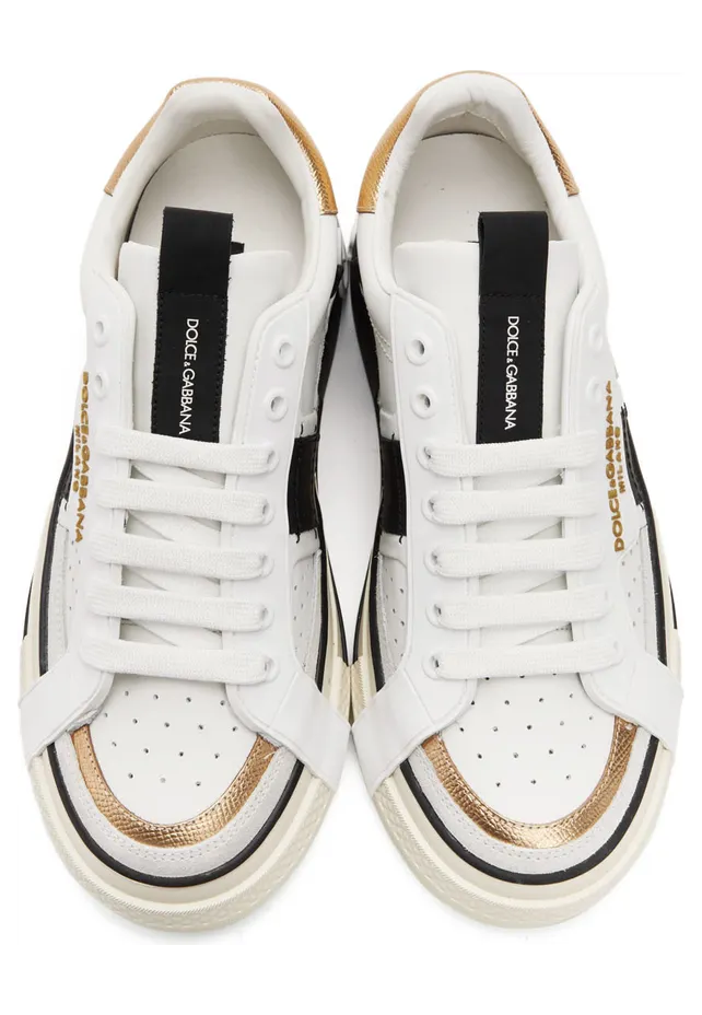 Dolce & Gabbana White & Black Contrasting 2.Zero Sneakers (CS1863 AO222) (5)
