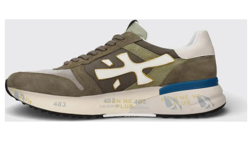 Premiata Mick Suede and Nylon Sneakers Green (MICK8086) (2)