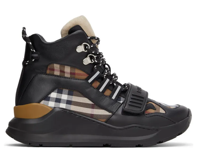 Burberry Brown Check Ramsey Hi Sneakers (8046390)