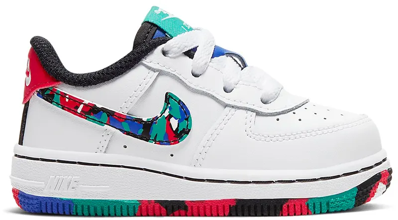Nike Air Force 1 Low Crayon White Multi (TD) White/Hyper Blue-Neptune Green-Multi-Color (CU4635-100)